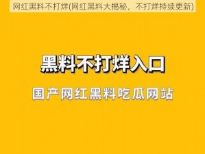 网红黑料不打烊(网红黑料大揭秘，不打烊持续更新)