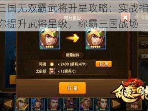 真三国无双霸武将升星攻略：实战指南，助你提升武将星级，称霸三国战场