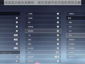 永劫无间语音功能失效解析：探究语音开启无效的原因及解决方案