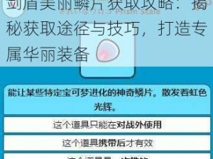 剑盾美丽鳞片获取攻略：揭秘获取途径与技巧，打造专属华丽装备