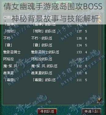 倩女幽魂手游寇岛围攻BOSS：神秘背景故事与技能解析