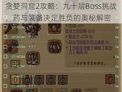 贪婪洞窟2攻略：九十层Boss挑战，药与装备决定胜负的奥秘解密