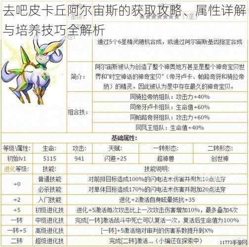 去吧皮卡丘阿尔宙斯的获取攻略、属性详解与培养技巧全解析