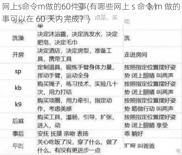 网上s命令m做的60件事(有哪些网上 s 命令 m 做的事可以在 60 天内完成？)