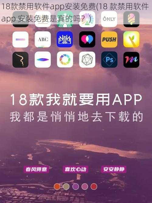 18款禁用软件app安装免费(18 款禁用软件 app 安装免费是真的吗？)