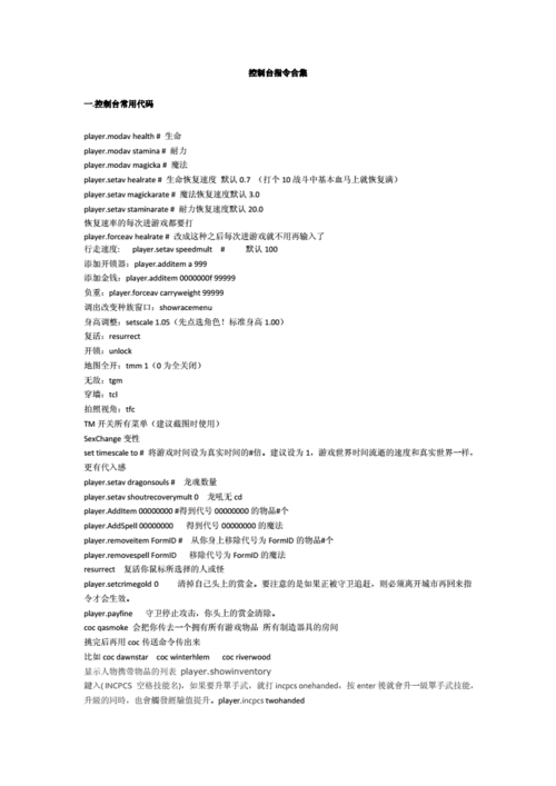 上古卷轴5控制台指令全解析：从入门到精通