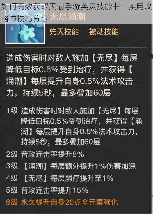 如何高效获取天谕手游英灵技能书：实用攻略与技巧分享