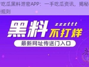 国产吃瓜黑料泄密APP：一手吃瓜资讯，揭秘娱乐圈潜规则