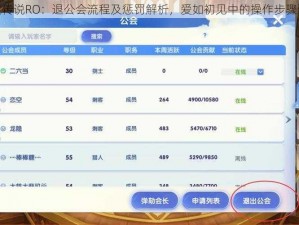 仙境传说RO：退公会流程及惩罚解析，爱如初见中的操作步骤详解