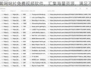 成人黄网站片免费视频软件，汇集海量资源，满足不同需求