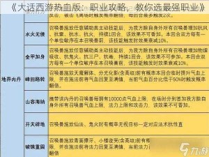 《大话西游热血版：职业攻略，教你选最强职业》