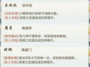 玄元剑仙道侣深情揭秘：好感度培养攻略与心诀分享