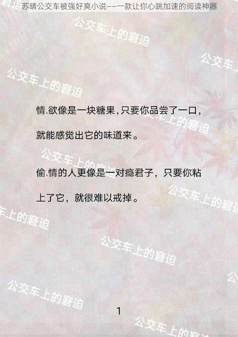 苏晴公交车被强好爽小说——一款让你心跳加速的阅读神器