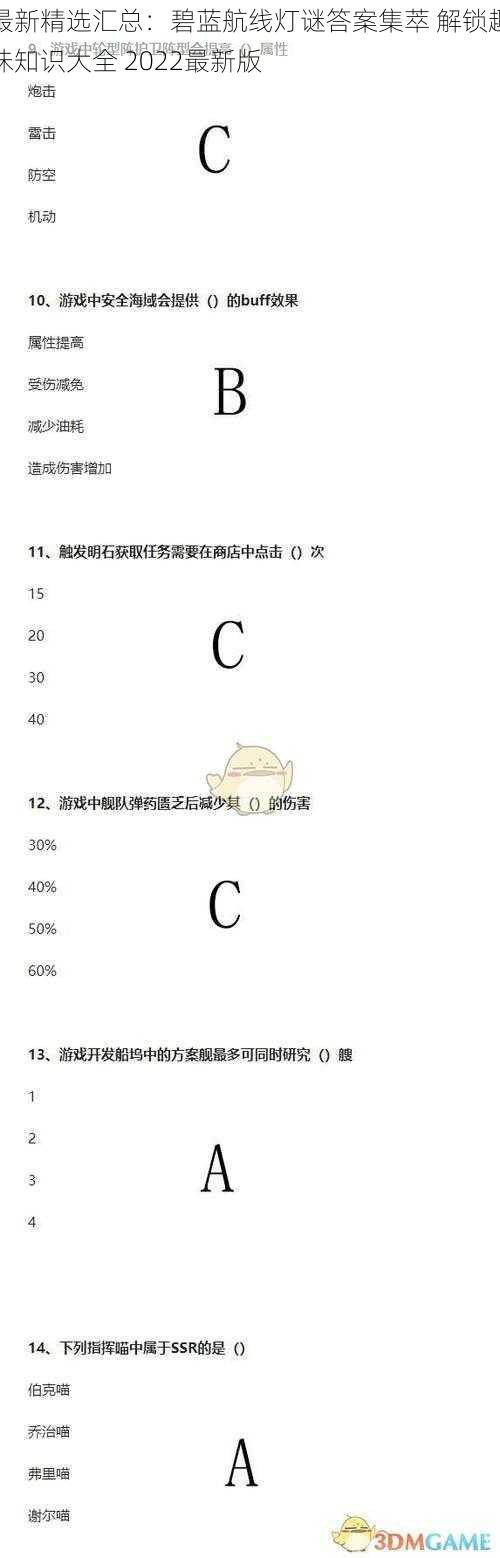 最新精选汇总：碧蓝航线灯谜答案集萃 解锁趣味知识大全 2022最新版