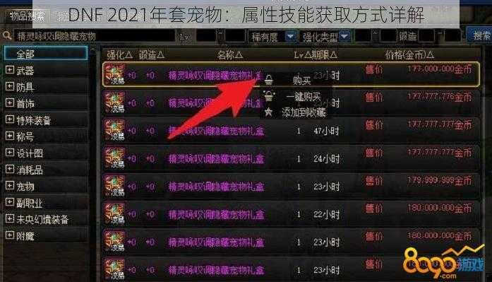 DNF 2021年套宠物：属性技能获取方式详解