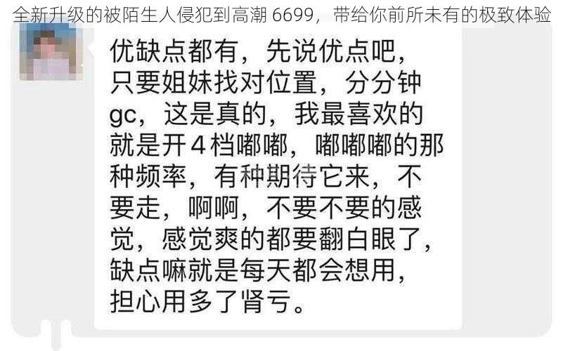 全新升级的被陌生人侵犯到高潮 6699，带给你前所未有的极致体验