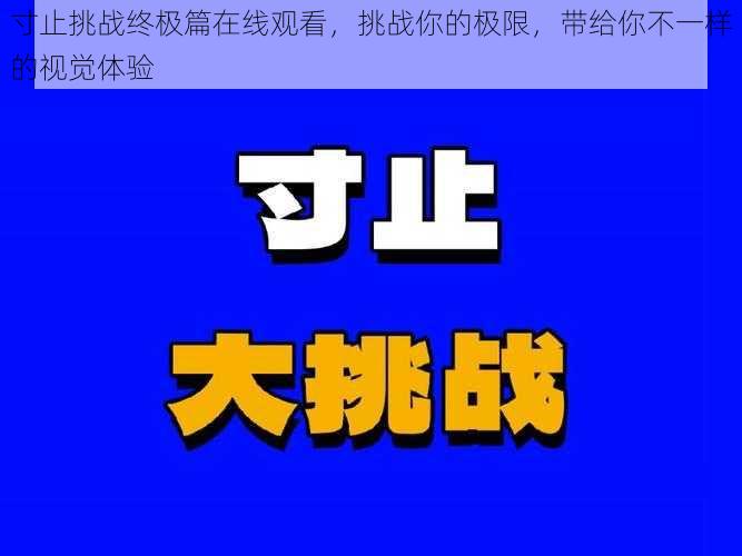 寸止挑战终极篇在线观看，挑战你的极限，带给你不一样的视觉体验