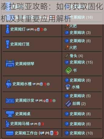 泰拉瑞亚攻略：如何获取固化机及其重要应用解析