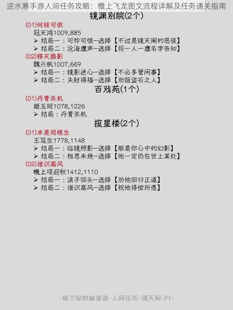 逆水寒手游人间任务攻略：檐上飞龙图文流程详解及任务通关指南