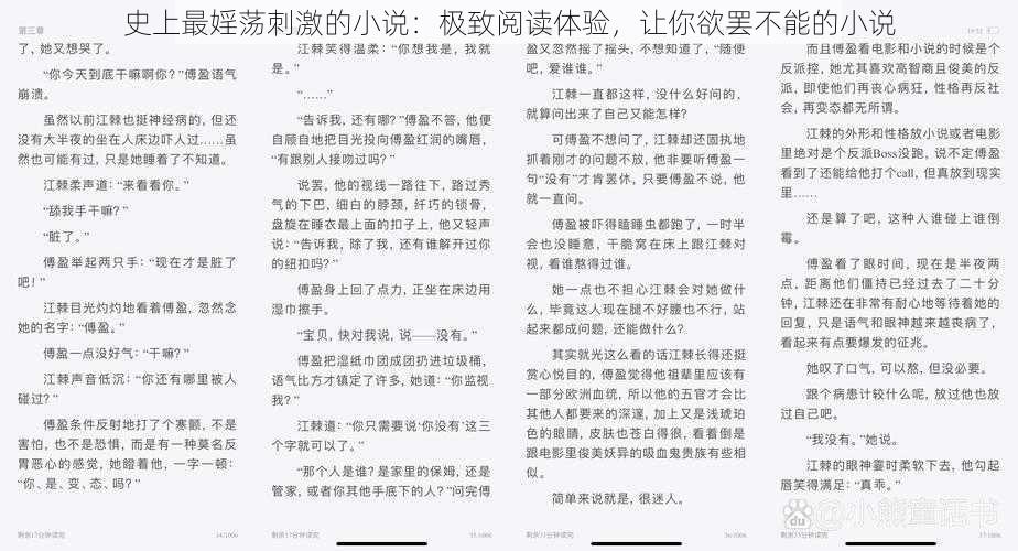 史上最婬荡刺激的小说：极致阅读体验，让你欲罢不能的小说