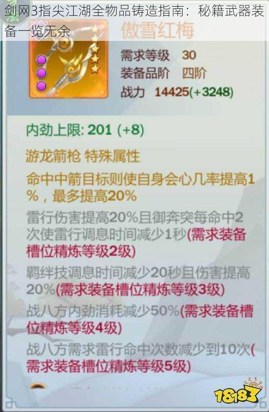 剑网3指尖江湖全物品铸造指南：秘籍武器装备一览无余