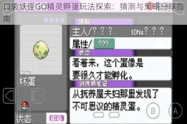 口袋妖怪GO精灵孵蛋玩法探索：猜测与策略分享指南