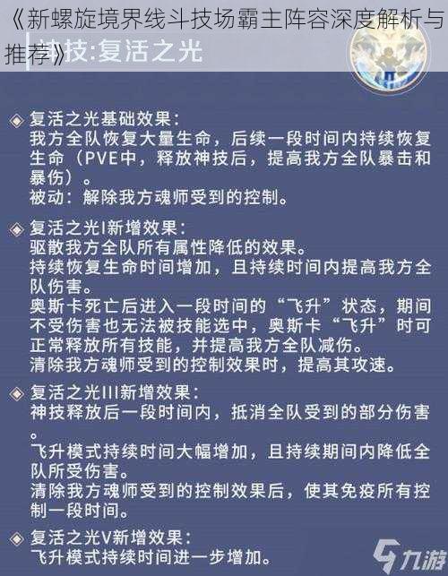 《新螺旋境界线斗技场霸主阵容深度解析与推荐》