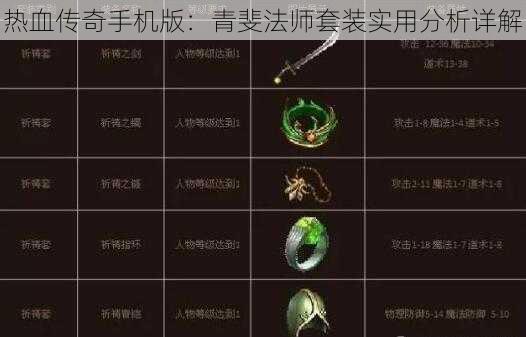 热血传奇手机版：青斐法师套装实用分析详解