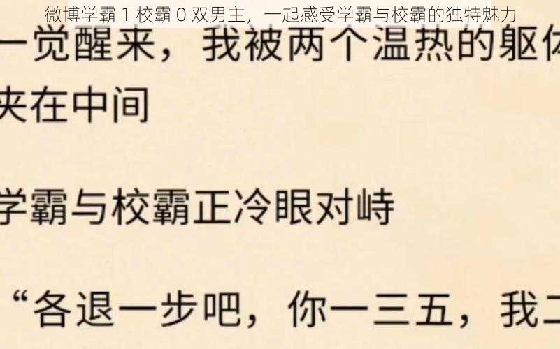 微博学霸 1 校霸 0 双男主，一起感受学霸与校霸的独特魅力