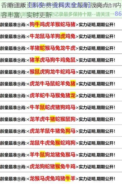 香港正版资料免费资料大全最新版亮点：内容丰富，实时更新