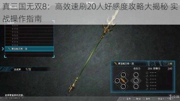 真三国无双8：高效速刷20人好感度攻略大揭秘 实战操作指南