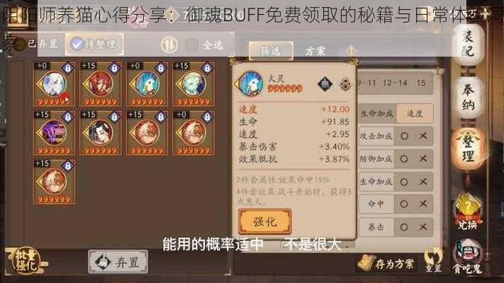 阴阳师养猫心得分享：御魂BUFF免费领取的秘籍与日常体验洞察