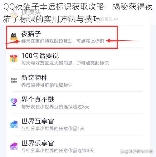 QQ夜猫子幸运标识获取攻略：揭秘获得夜猫子标识的实用方法与技巧