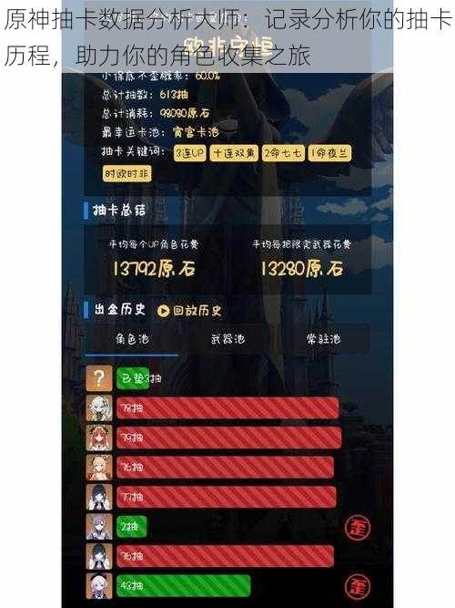 原神抽卡数据分析大师：记录分析你的抽卡历程，助力你的角色收集之旅