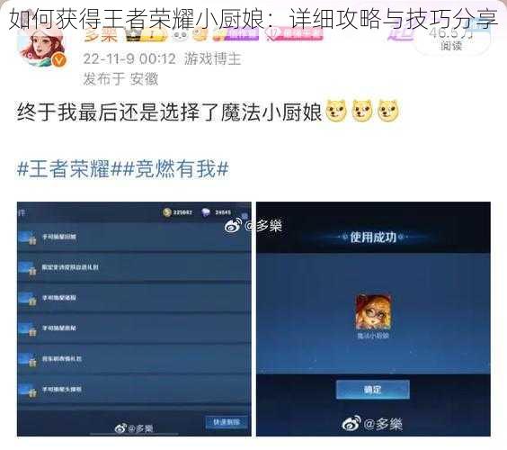 如何获得王者荣耀小厨娘：详细攻略与技巧分享