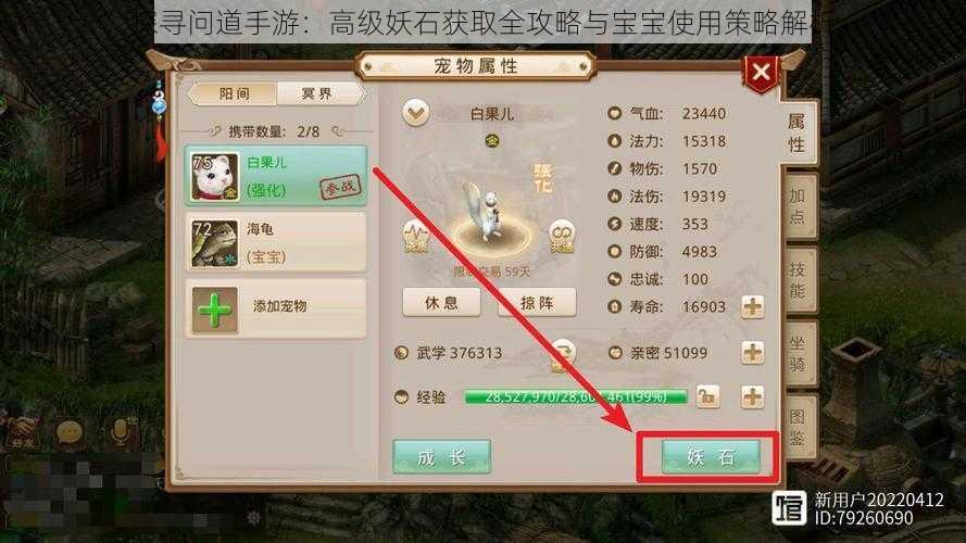 探寻问道手游：高级妖石获取全攻略与宝宝使用策略解析
