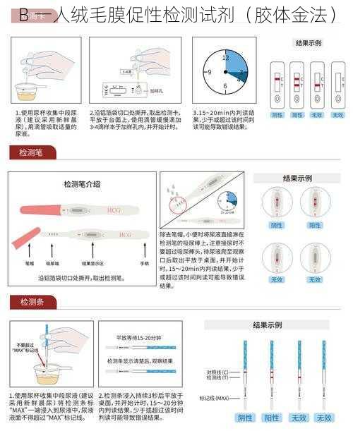 B 一人绒毛膜促性检测试剂（胶体金法）