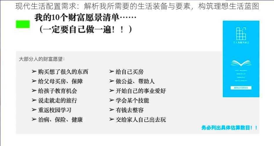 现代生活配置需求：解析我所需要的生活装备与要素，构筑理想生活蓝图