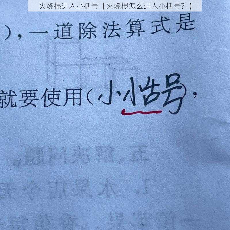 火烧棍进入小括号【火烧棍怎么进入小括号？】