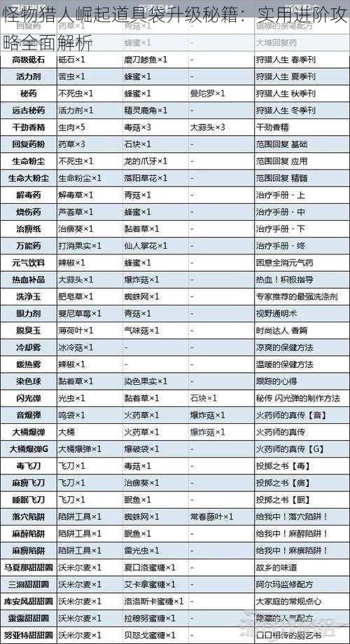 怪物猎人崛起道具袋升级秘籍：实用进阶攻略全面解析