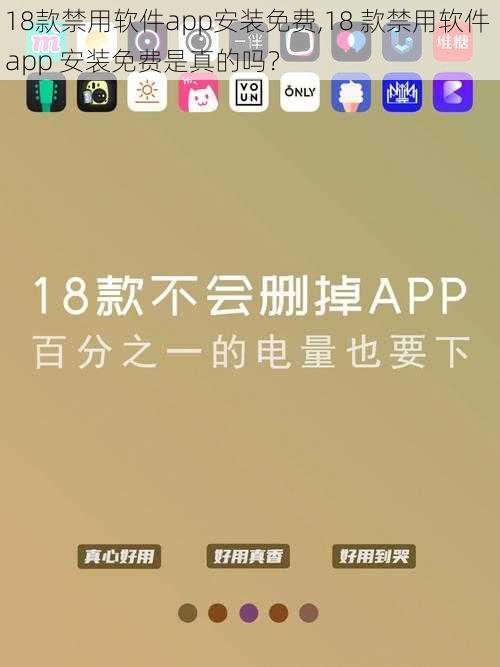 18款禁用软件app安装免费,18 款禁用软件 app 安装免费是真的吗？