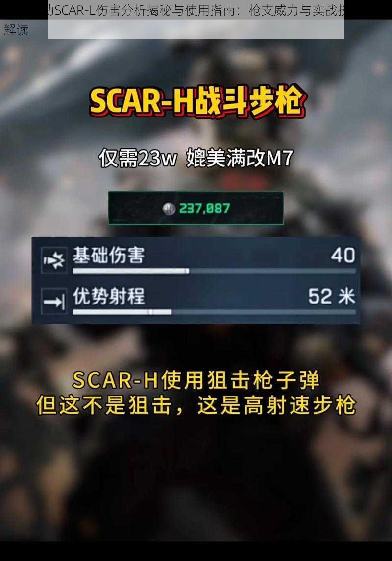 荒野行动SCAR-L伤害分析揭秘与使用指南：枪支威力与实战技巧全面解读