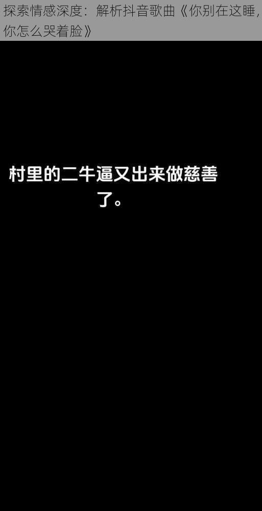 探索情感深度：解析抖音歌曲《你别在这睡，你怎么哭着脸》