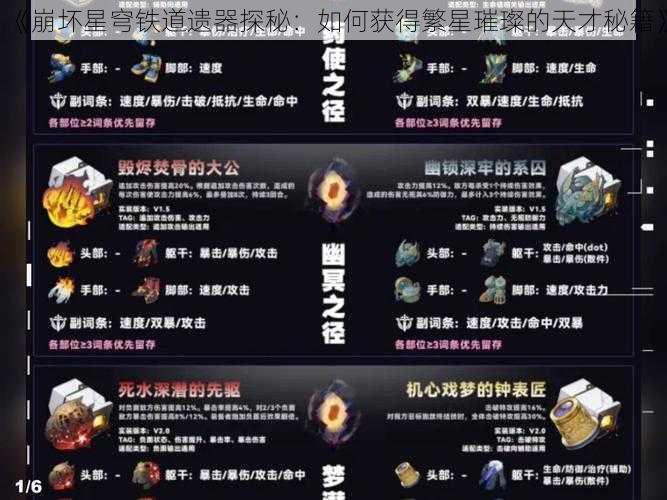 《崩坏星穹铁道遗器探秘：如何获得繁星璀璨的天才秘籍》