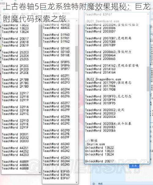 上古卷轴5巨龙系独特附魔效果揭秘：巨龙附魔代码探索之旅