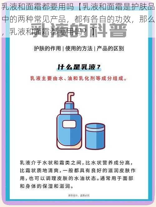 乳液和面霜都要用吗【乳液和面霜是护肤品中的两种常见产品，都有各自的功效，那么，乳液和面霜都要用吗？】