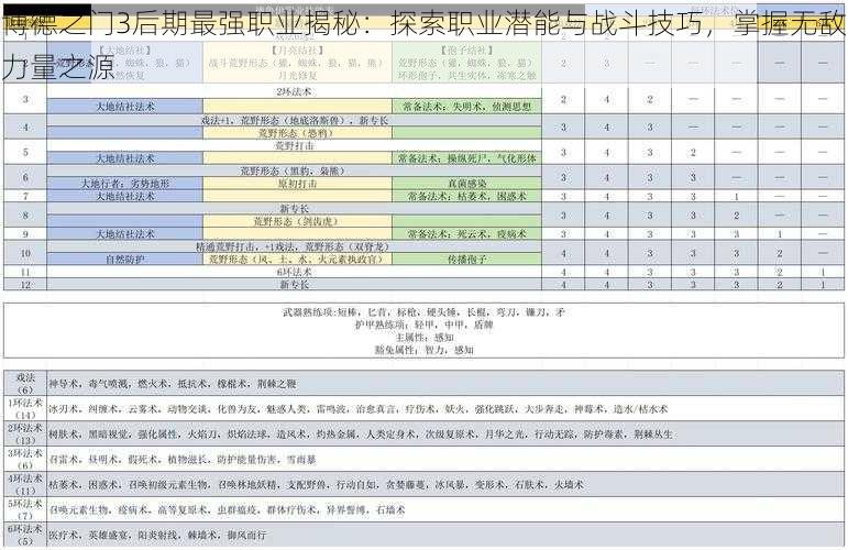 博德之门3后期最强职业揭秘：探索职业潜能与战斗技巧，掌握无敌力量之源