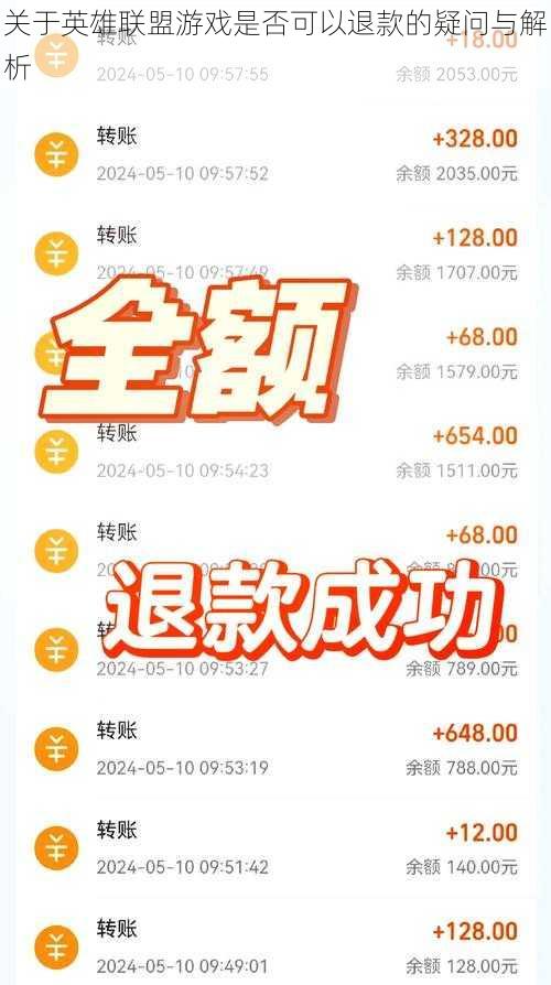 关于英雄联盟游戏是否可以退款的疑问与解析