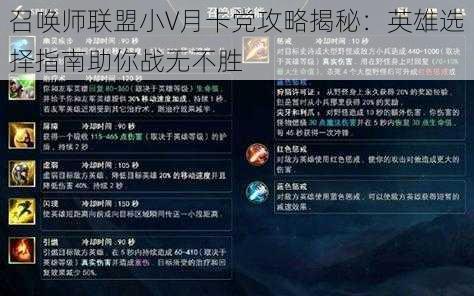 召唤师联盟小V月卡党攻略揭秘：英雄选择指南助你战无不胜